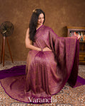 Royal Purple Heavy Brocade Pure Crepe Silk Handloom Saree