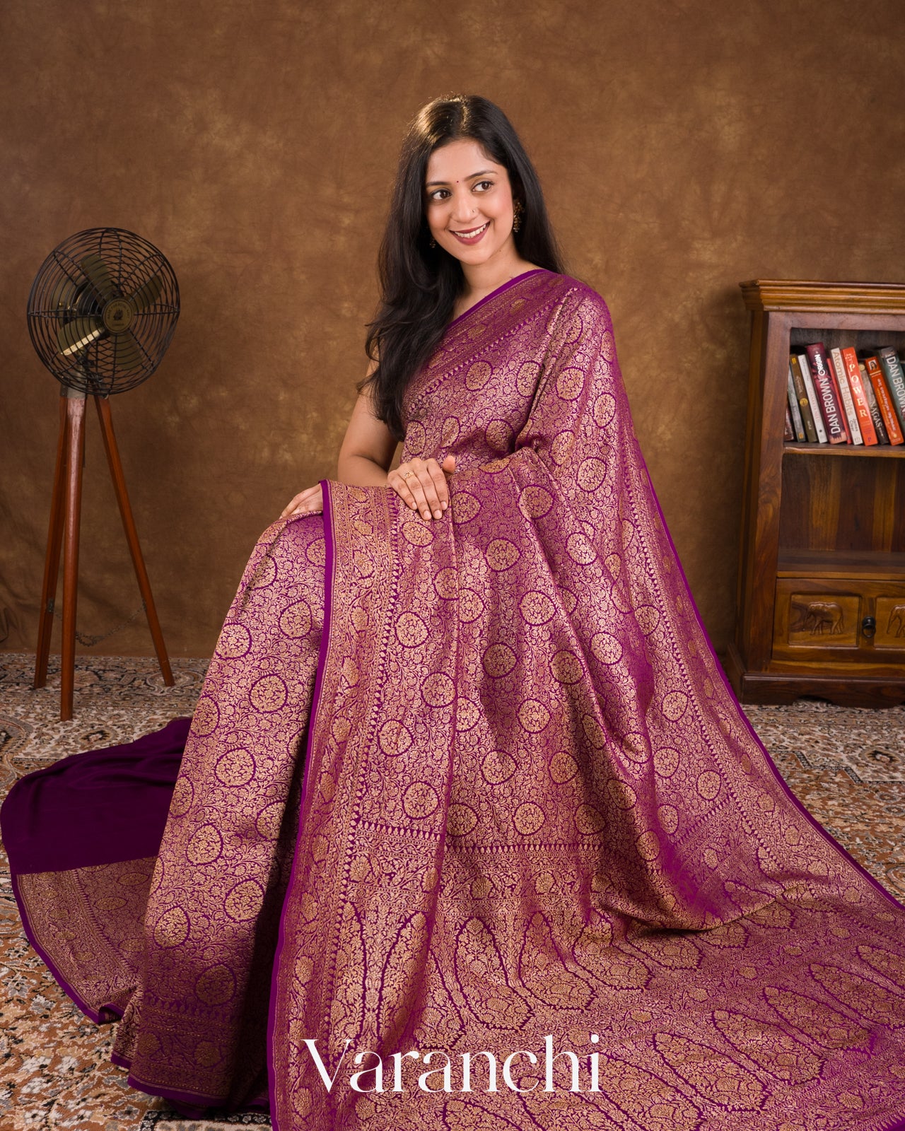 Royal Purple Heavy Brocade Pure Crepe Silk Handloom Saree