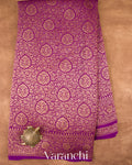 Royal Purple Heavy Brocade Pure Crepe Silk Handloom Saree