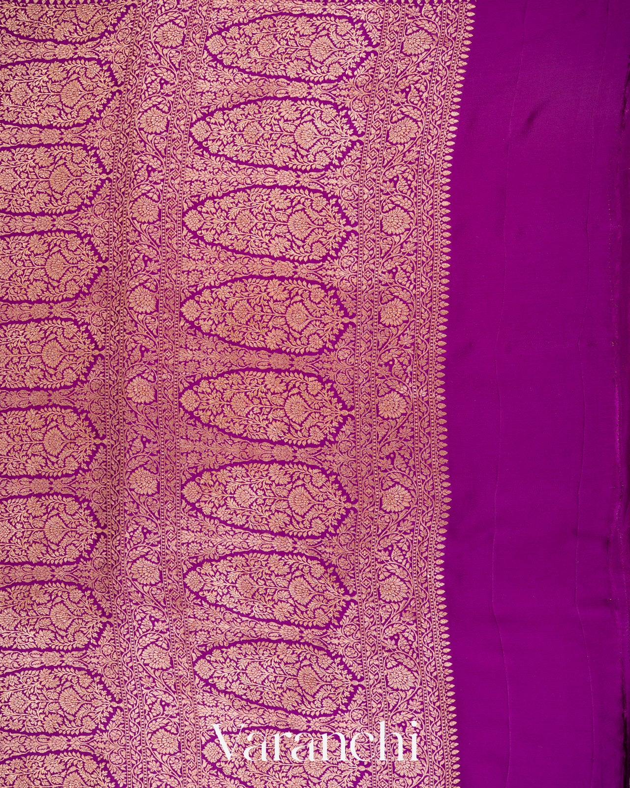 Royal Purple Heavy Brocade Pure Crepe Silk Handloom Saree