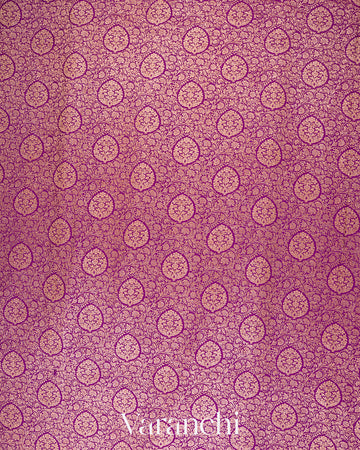 Royal Purple Heavy Brocade Pure Crepe Silk Handloom Saree