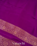 Royal Purple Heavy Brocade Pure Crepe Silk Handloom Saree
