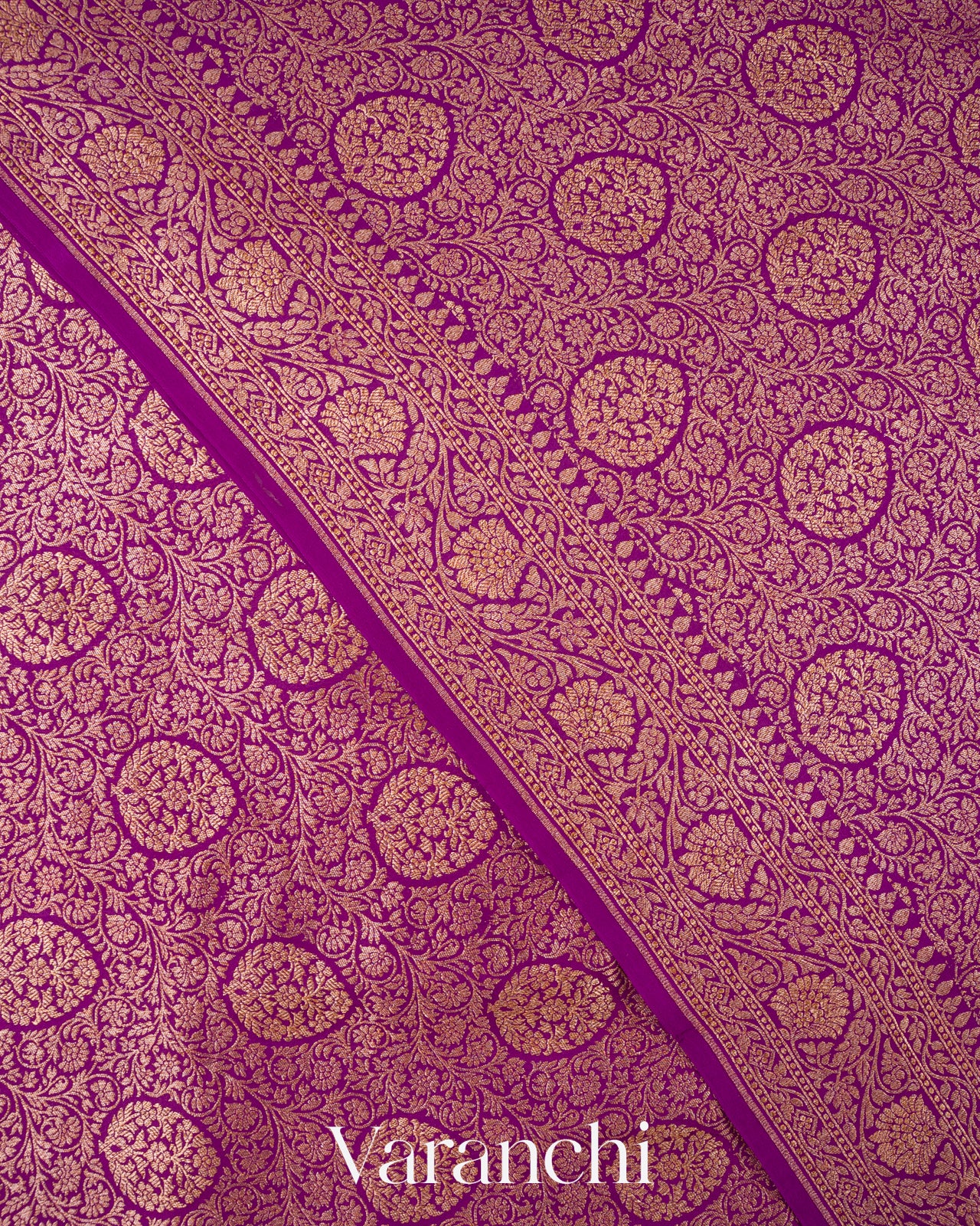 Royal Purple Heavy Brocade Pure Crepe Silk Handloom Saree