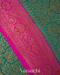 Rama Green Heavy Brocade Pure Crepe Silk Handloom Saree