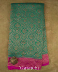 Rama Green Heavy Brocade Pure Crepe Silk Handloom Saree