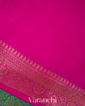 Rama Green Heavy Brocade Pure Crepe Silk Handloom Saree