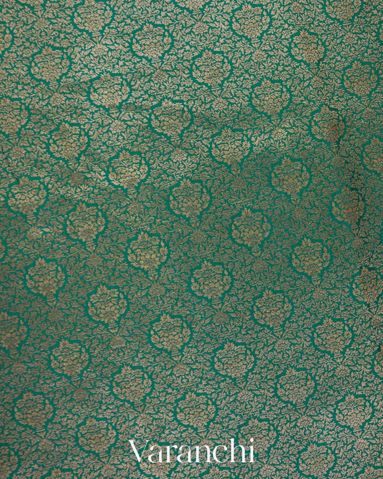 Rama Green Heavy Brocade Pure Crepe Silk Handloom Saree