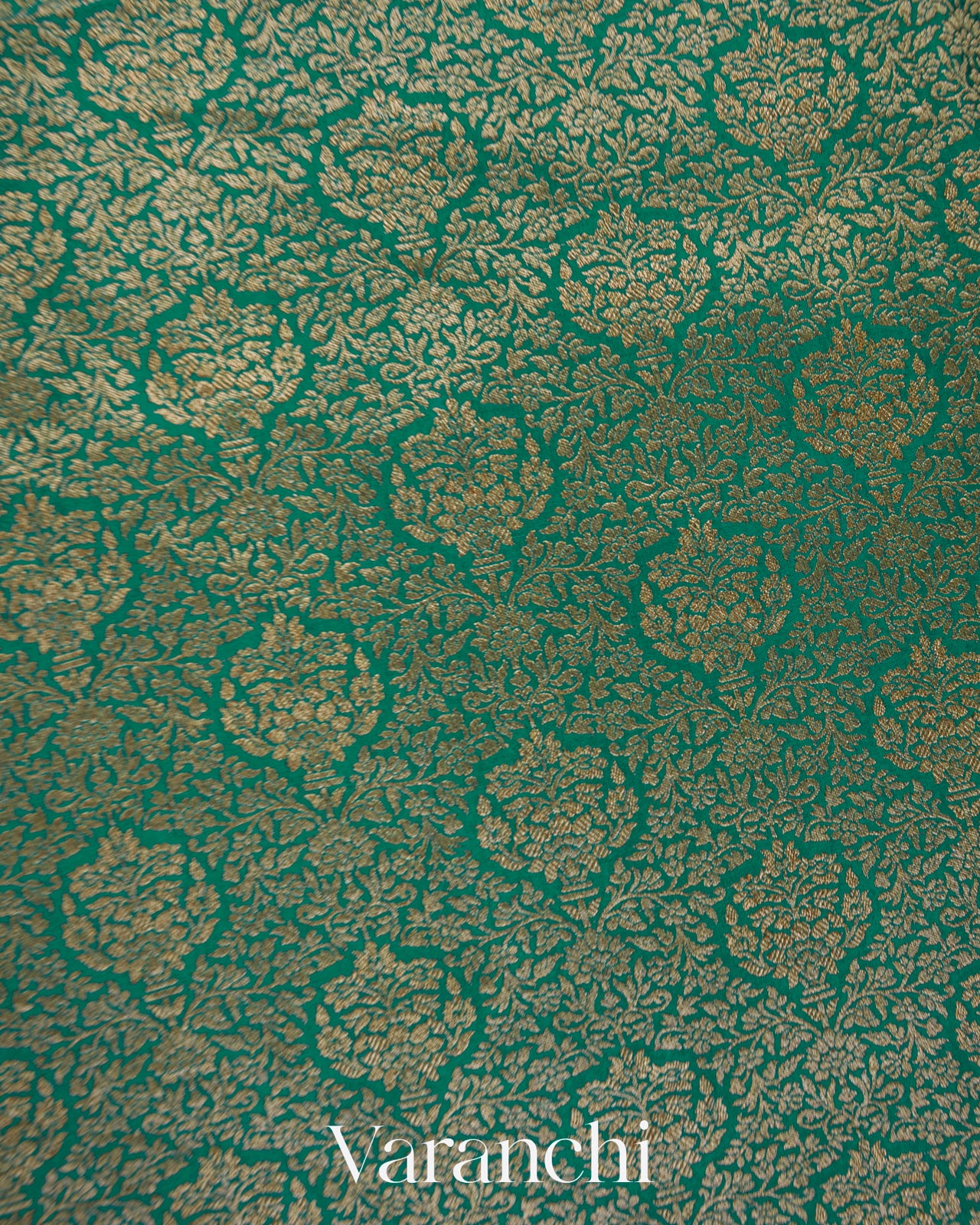 Rama Green Heavy Brocade Pure Crepe Silk Handloom Saree