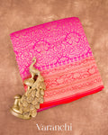 Magenta-Pink Heavy Brocade Pure Crepe Silk Handloom Saree