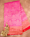 Magenta-Pink Heavy Brocade Pure Crepe Silk Handloom Saree