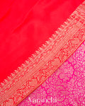Magenta-Pink Heavy Brocade Pure Crepe Silk Handloom Saree