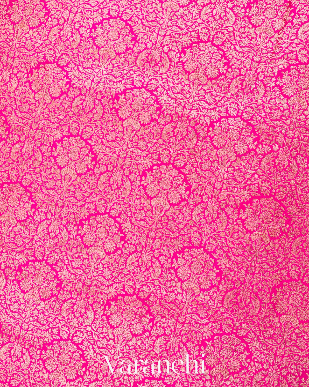 Magenta-Pink Heavy Brocade Pure Crepe Silk Handloom Saree
