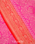 Magenta-Pink Heavy Brocade Pure Crepe Silk Handloom Saree