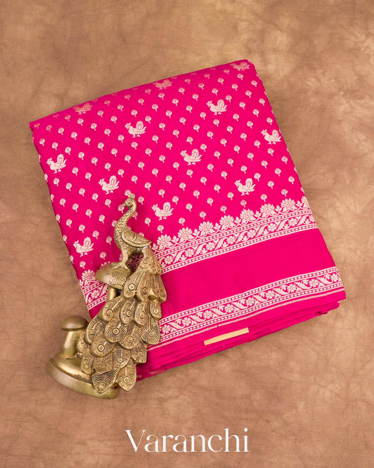 Rani Pink Pure Crepe Silk Saree