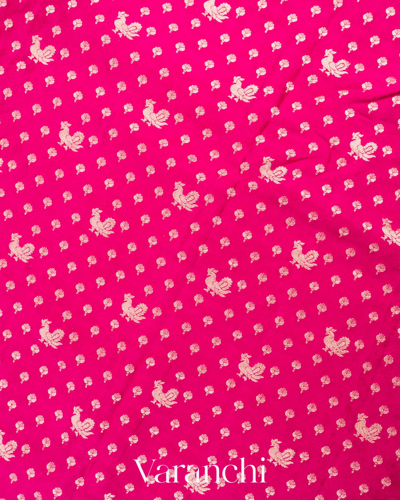 Rani Pink Pure Crepe Silk Saree