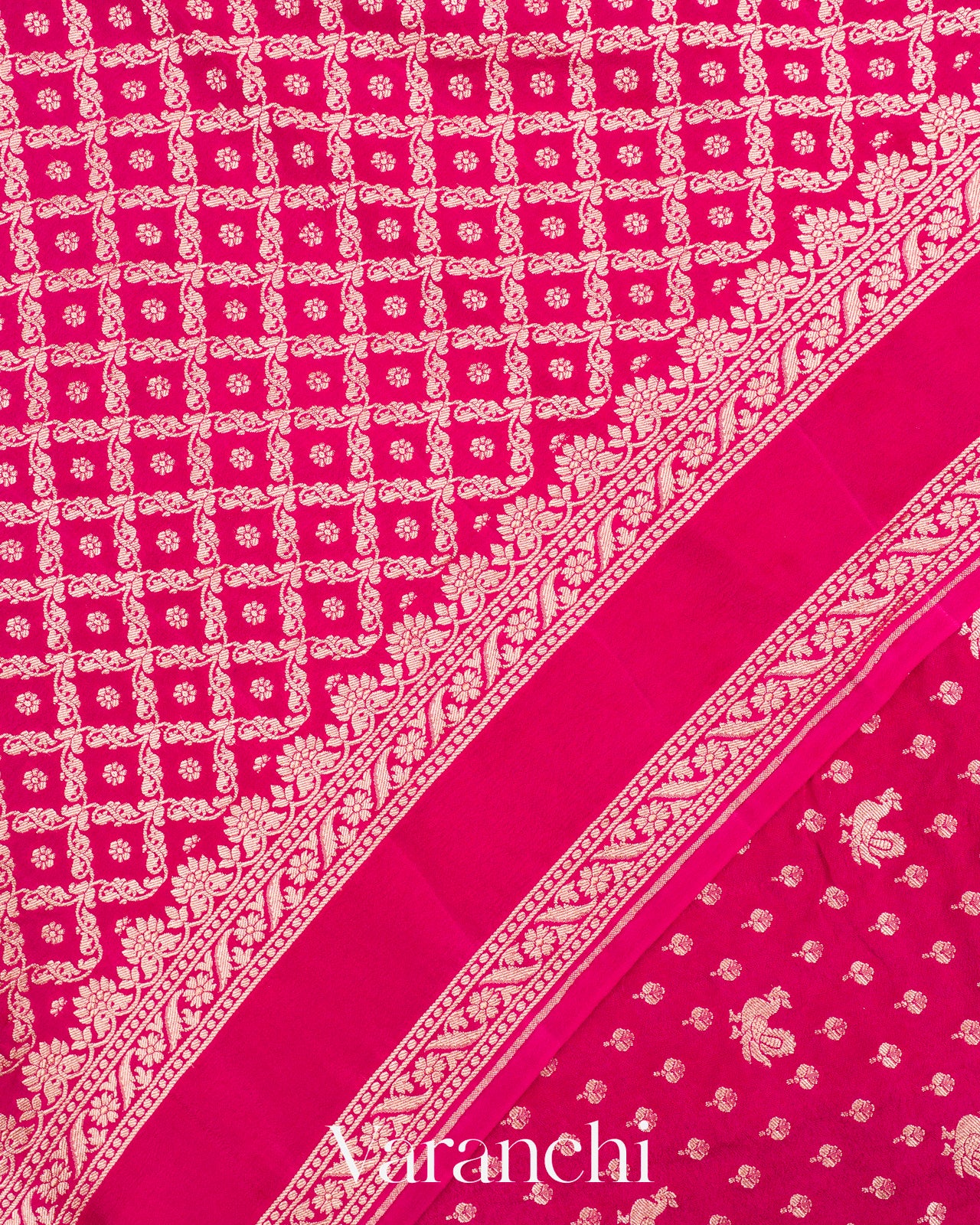 Rani Pink Pure Crepe Silk Saree