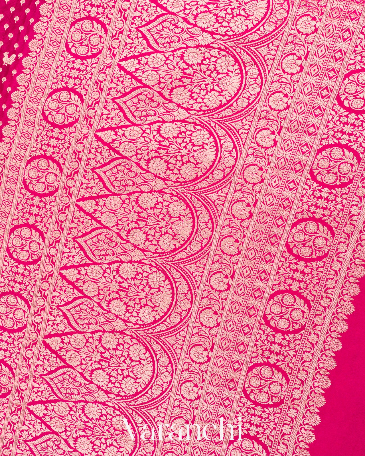 Rani Pink Pure  Crepe Silk Saree