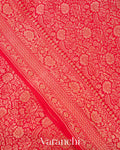 Bright Red Heavy Brocade Pure Crepe Silk Handloom Saree