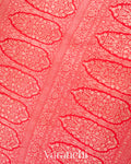 Deep Red Heavy Brocade Pure Crepe Silk Handloom Saree