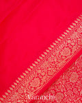 Deep Red Heavy Brocade Pure Crepe Silk Handloom Saree