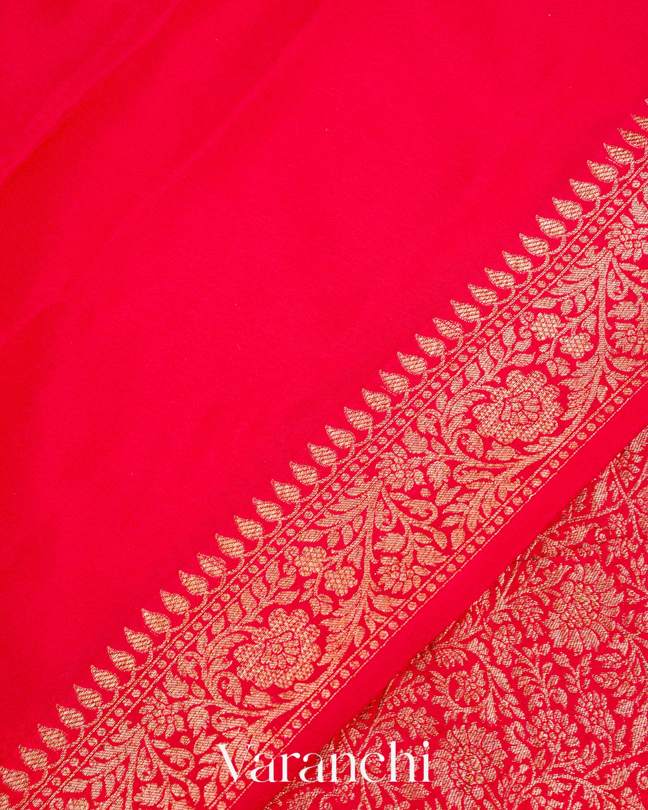 Deep Red Heavy Brocade Pure Crepe Silk Handloom Saree