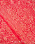 Deep Red Heavy Brocade Pure Crepe Silk Handloom Saree