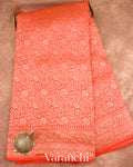 Orange Heavy Brocade Pure Crepe Silk Handloom Saree