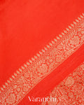 Orange Heavy Brocade Pure Crepe Silk Handloom Saree