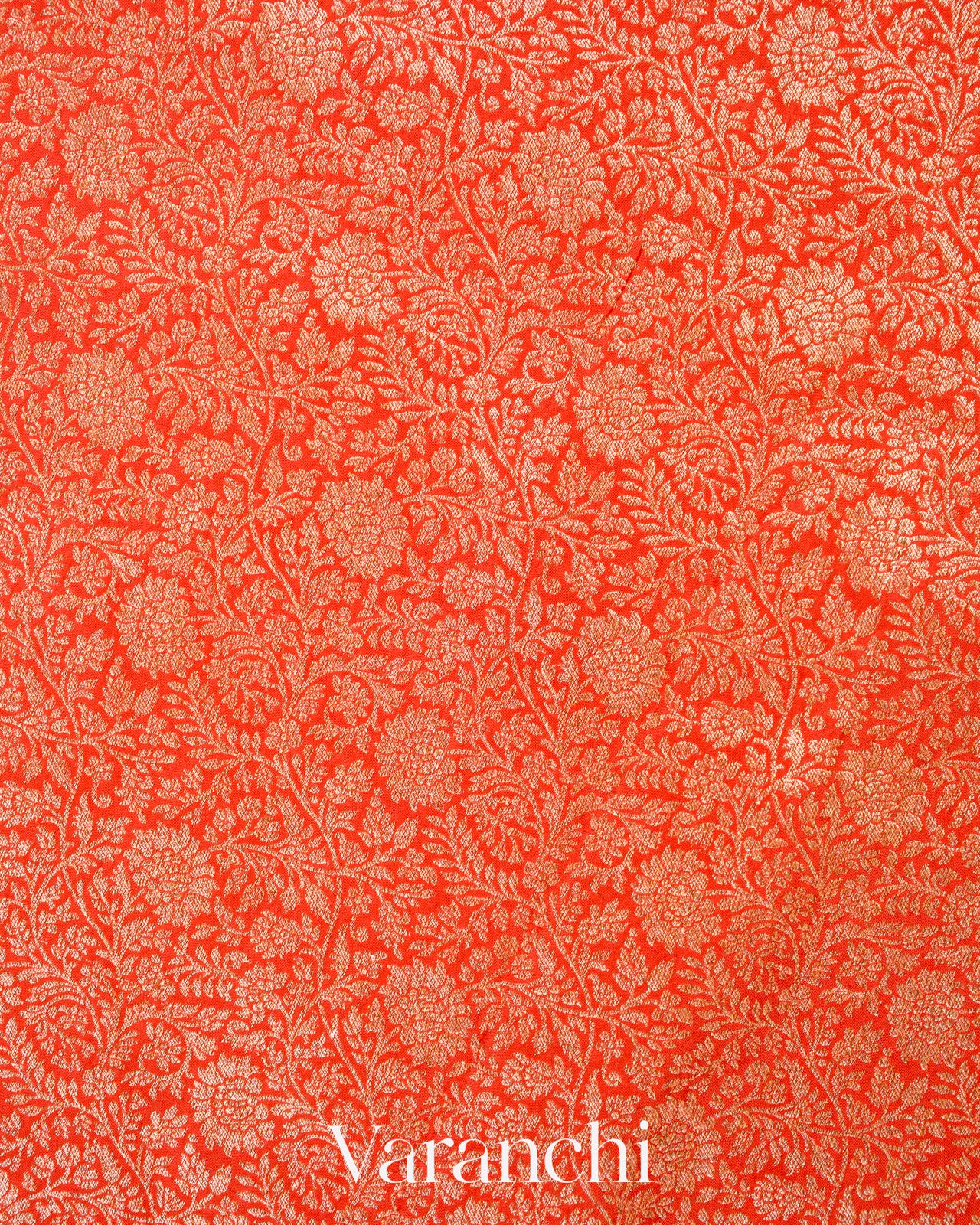 Orange Heavy Brocade Pure Crepe Silk Handloom Saree