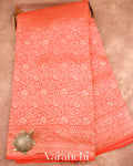 Rust Orange Heavy Brocade Pure Crepe Silk Handloom Saree