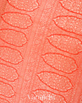 Rust Orange Heavy Brocade Pure Crepe Silk Handloom Saree