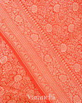 Rust Orange Heavy Brocade Pure Crepe Silk Handloom Saree