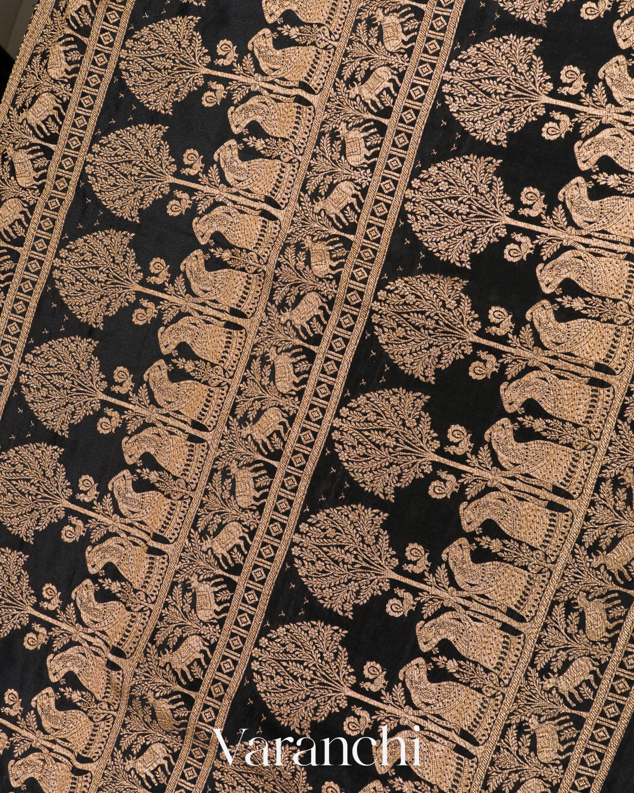 Jet Black Pure Crepe Silk Saree