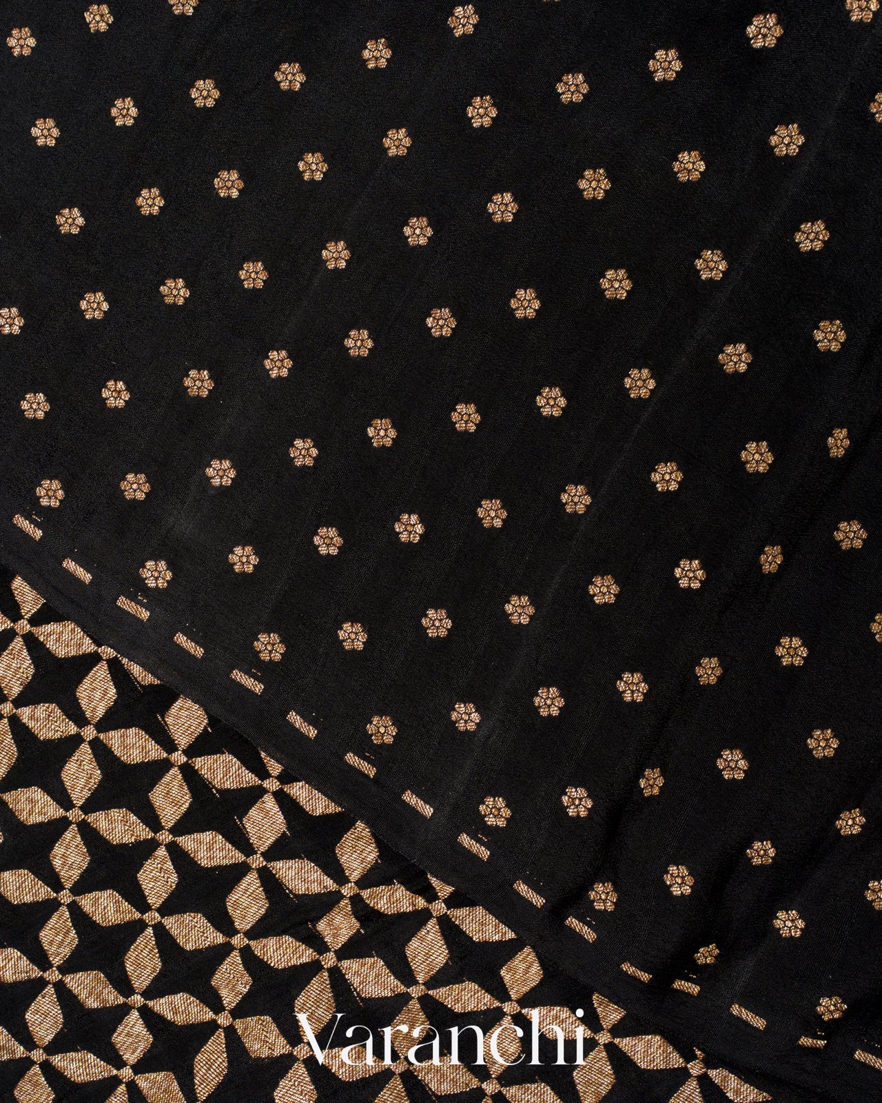 Jet Black Pure Crepe Silk Saree