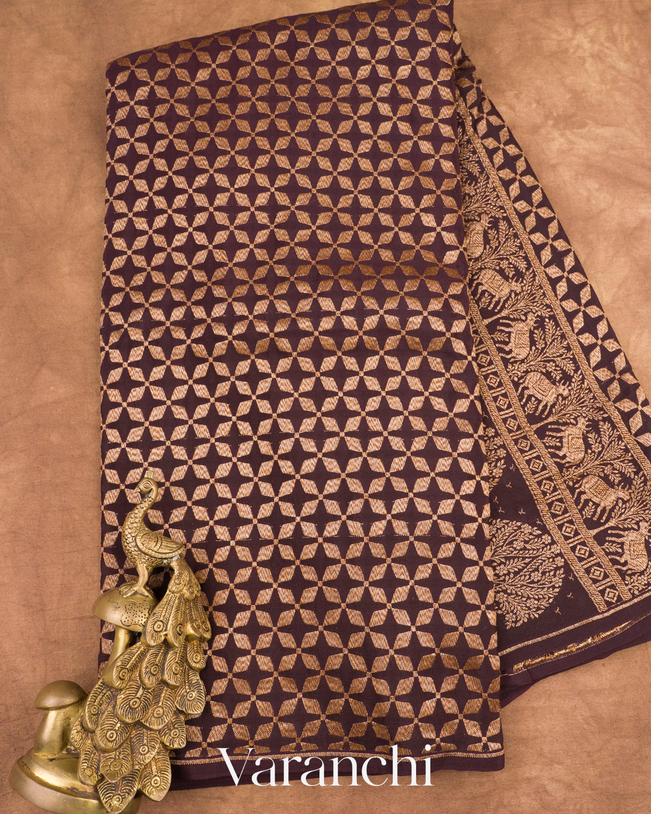 Deep Wine Pure Crepe Silk Saree