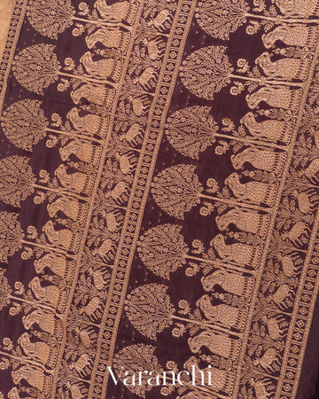 Deep Wine Pure Crepe Silk Saree