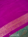 Turquoise Blue Heavy Brocade Pure Crepe Silk Handloom Saree