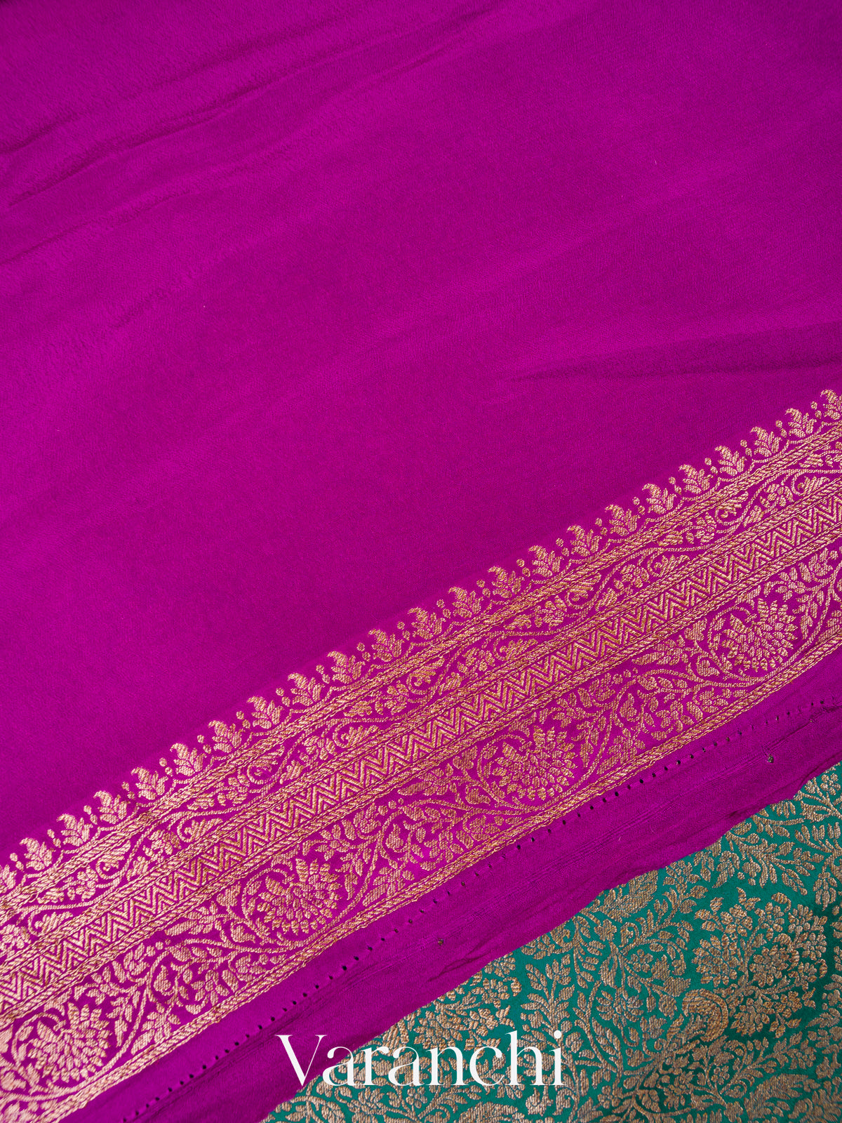 Turquoise Blue Heavy Brocade Pure Crepe Silk Handloom Saree