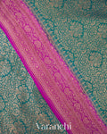 Turquoise Blue Heavy Brocade Pure Crepe Silk Handloom Saree