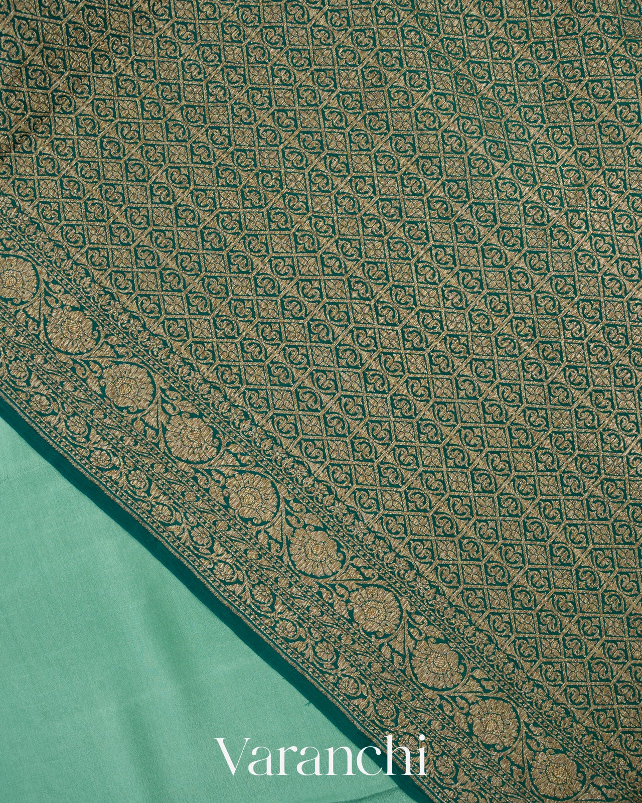 Light Aqua Green Pure Crepe Silk Handloom Saree
