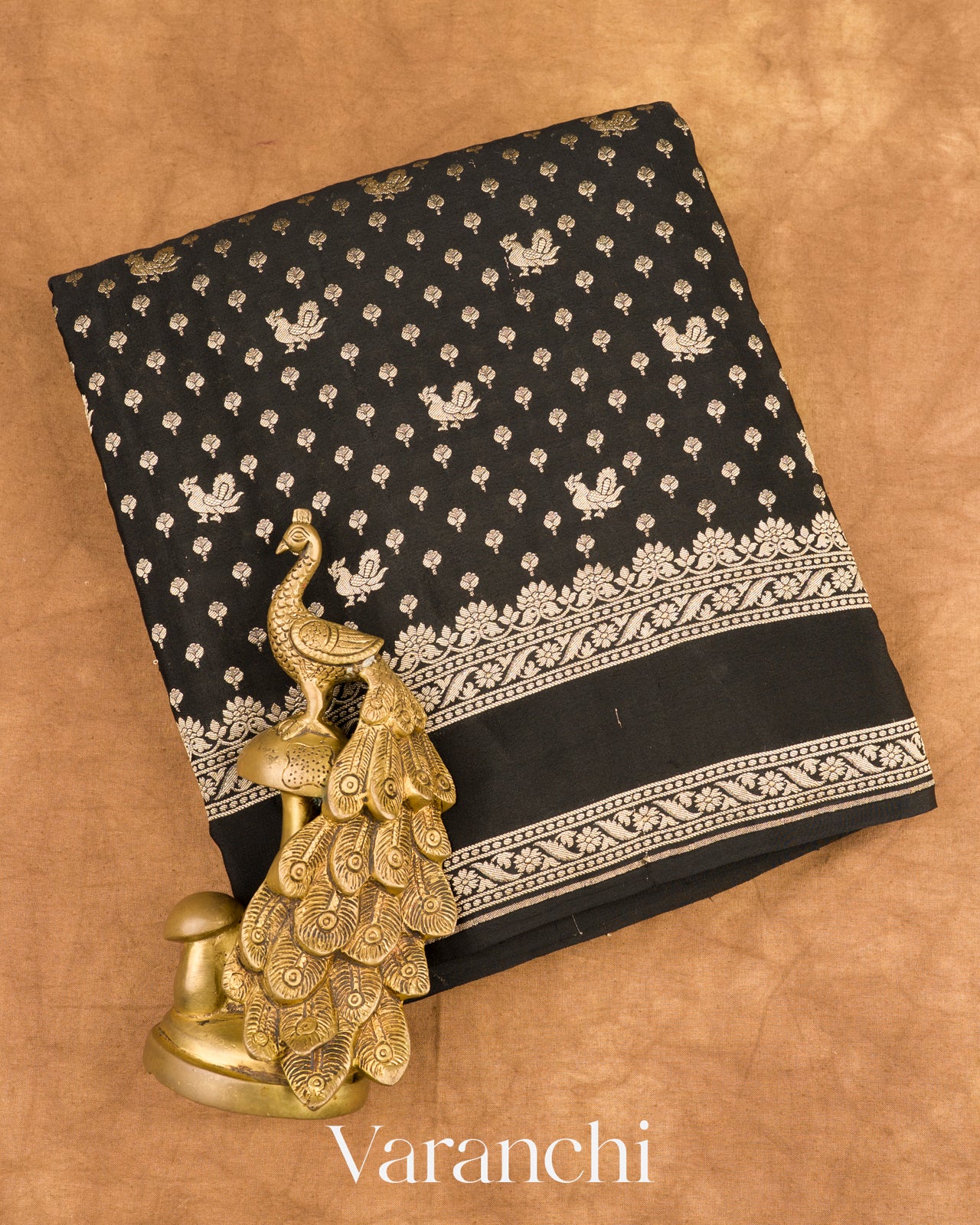 Pure Black Pure Crepe Silk Saree 