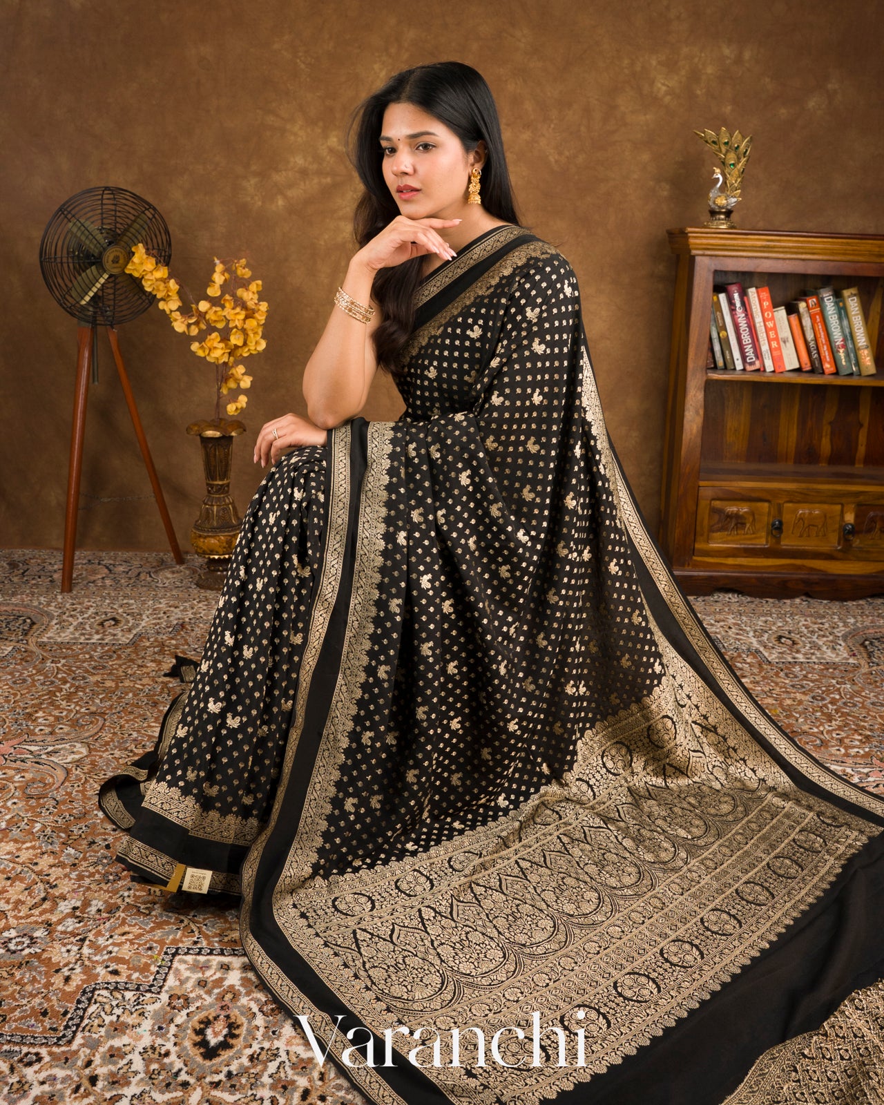 Pure Black Pure Crepe Silk Saree 