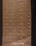 Charcol Black Jaal Pure Crepe Silk Handloom Saree