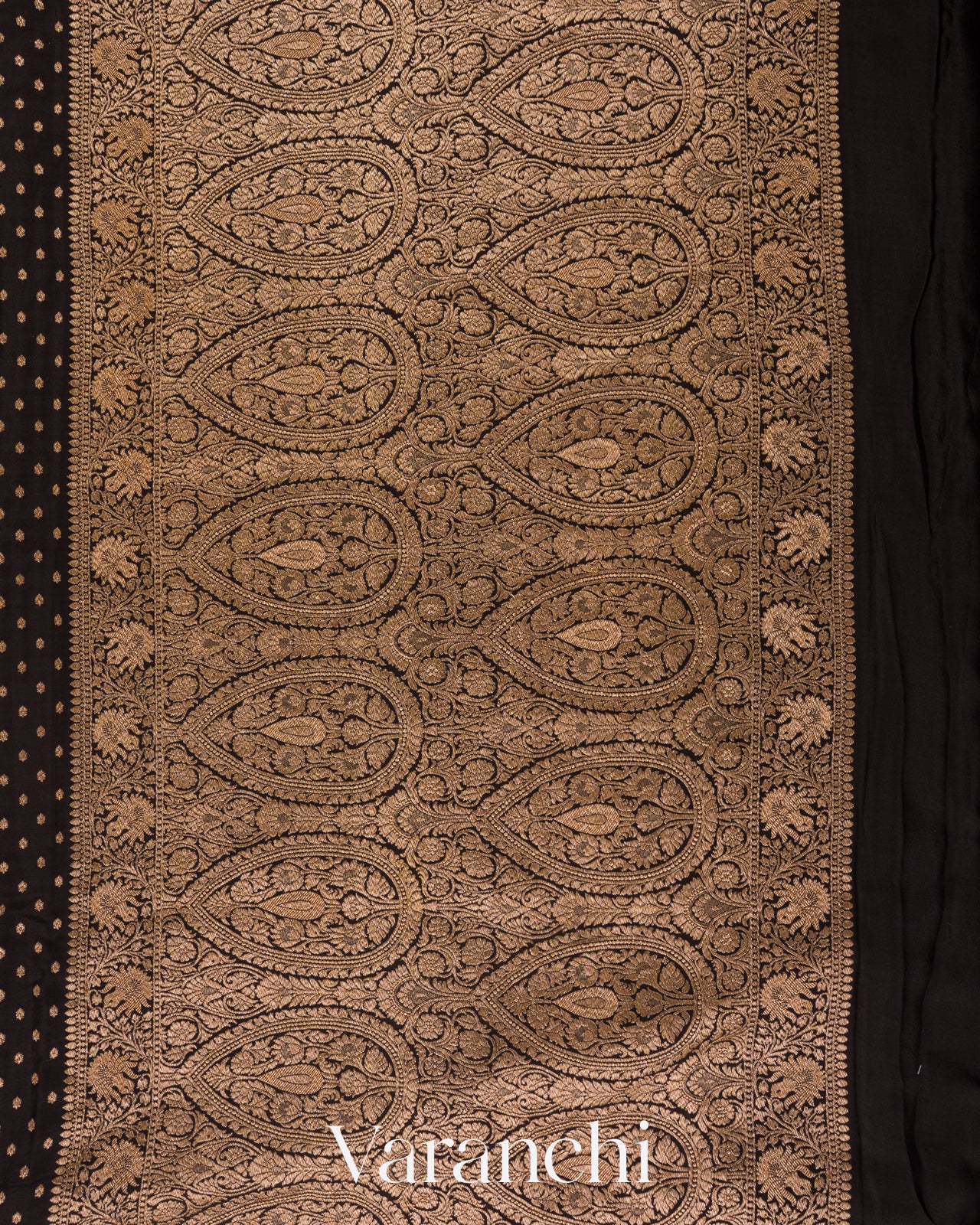Charcol Black Jaal Pure Crepe Silk Handloom Saree