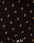 Charcol Black Jaal Pure Crepe Silk Handloom Saree