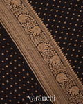 Charcol Black Jaal Pure Crepe Silk Handloom Saree