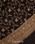 Charcol Black Jaal Pure Crepe Silk Handloom Saree