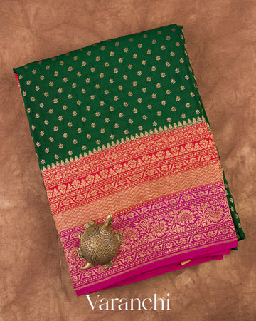 Dark Green Pure Crepe Silk Handloom Saree