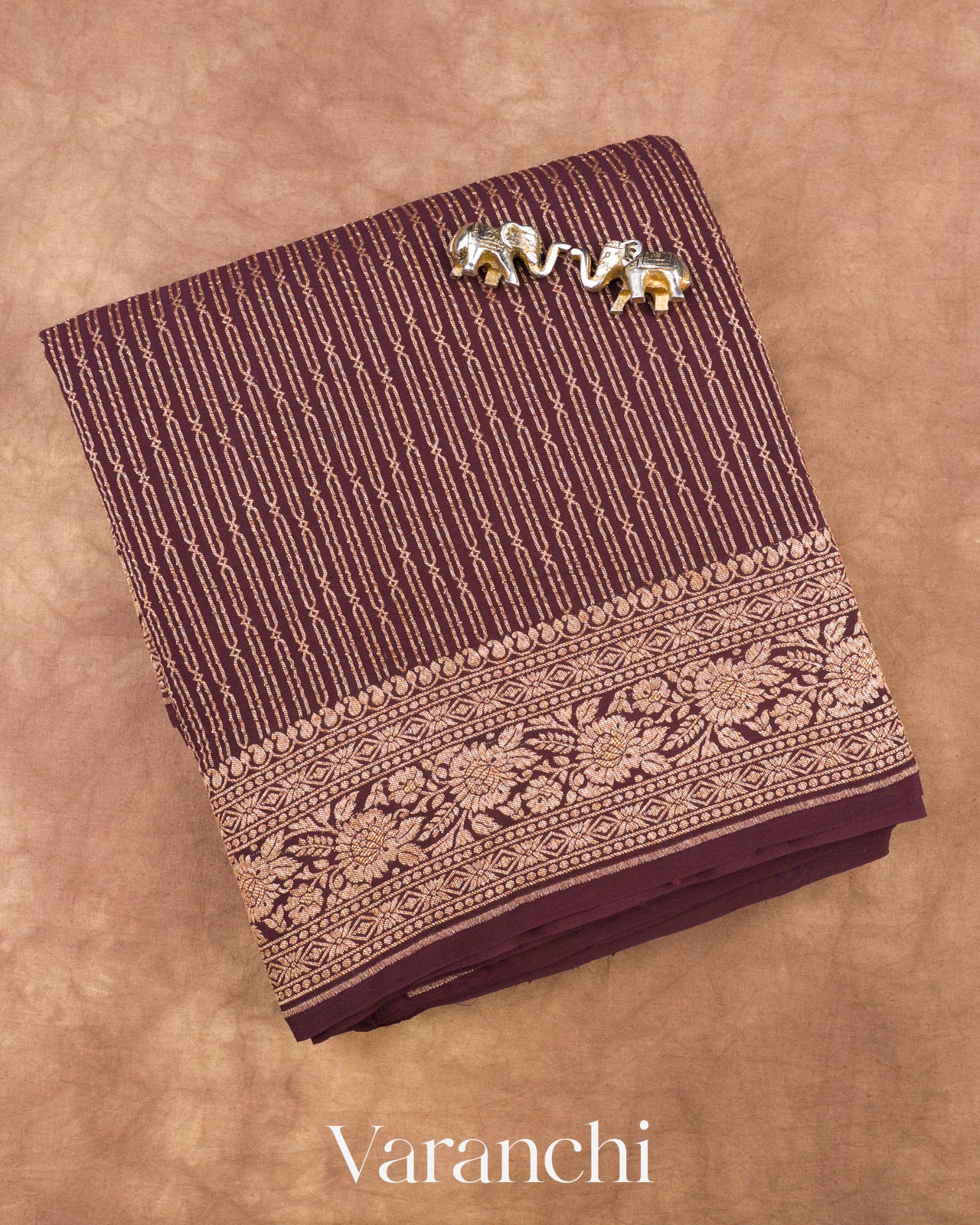 Deep Wine Crepe Silk Handloom Saree