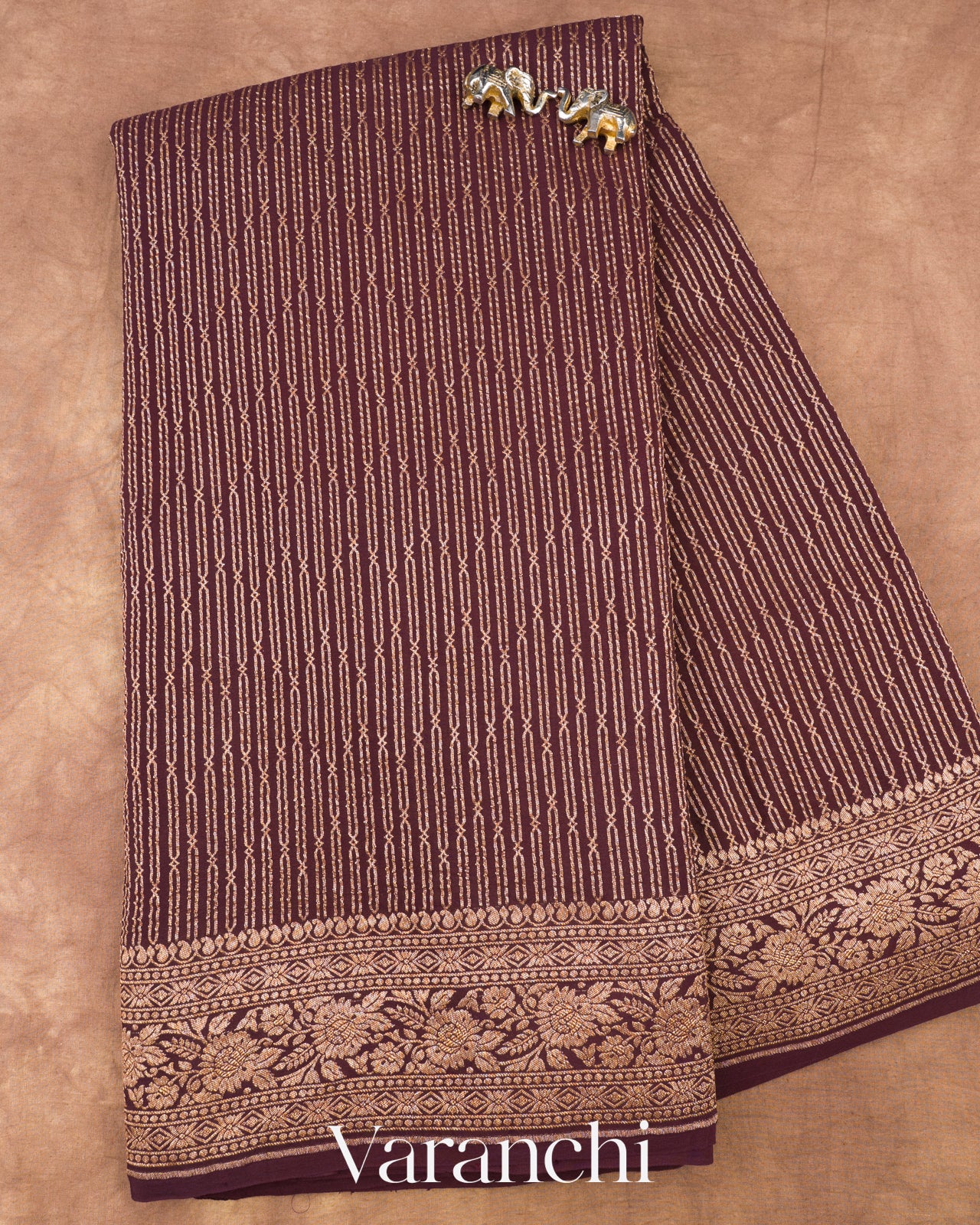 Deep Wine Crepe Silk Handloom Saree